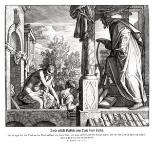 Davide vede Betsabea sul tetto, 2 Samuele da Julius Schnorr von Carolsfeld