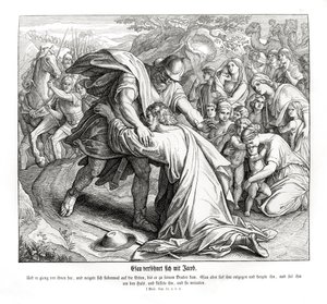 Giacobbe ed Esaù si riconciliano, Genesi da Julius Schnorr von Carolsfeld