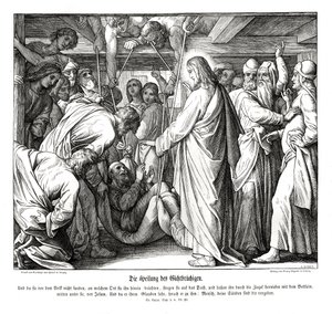 Gesù guarisce il paralitico, Vangelo di Luca da Julius Schnorr von Carolsfeld