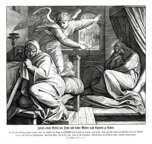 Giuseppe è avvertito di fuggire in Egitto, Vangelo di Matteo da Julius Schnorr von Carolsfeld