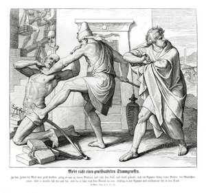 Mosè vendica il maltrattamento dei suoi fratelli, Esodo da Julius Schnorr von Carolsfeld