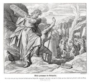 Mosè rompe le tavole della legge, Esodo da Julius Schnorr von Carolsfeld