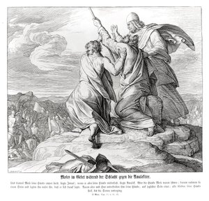 Mosè prega durante la battaglia con Amalek, Esodo da Julius Schnorr von Carolsfeld