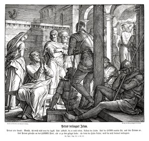 Pietro nega Gesù, Vangelo di Luca da Julius Schnorr von Carolsfeld