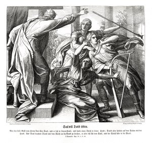 Saul cerca di uccidere Davide da Julius Schnorr von Carolsfeld