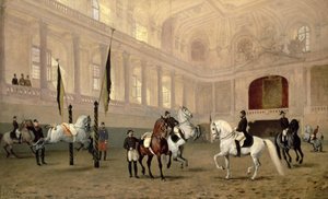 Esercizio Mattutino nella Hofreitschule, Josephsplatz, 1890 da Julius von Blaas  