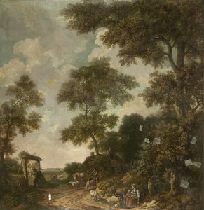 Dipinto murale di un paesaggio olandese con una strada sabbiosa da Jurriaan Andriessen (attributed to)