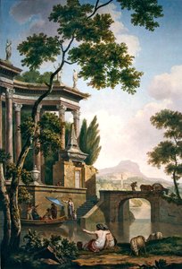 Paesaggio arcadico con monumento funerario