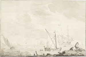 Nave da guerra sulla spiaggia da Jurriaan Cootwijck