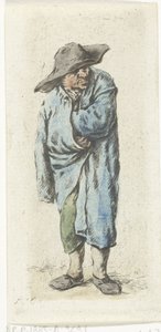 Contadino in piedi con mano e braccio nel mantello da Jurriaan Cootwijck