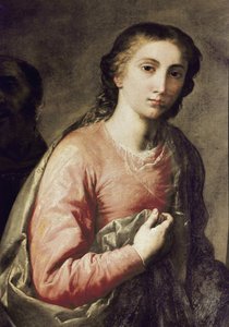 La Vergine (dettaglio della Sacra Famiglia con San Bruno di Colonia e altri santi) da Jusepe de Ribera
