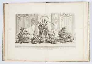 Progetto di scultura in argento di un grande centrotavola e due zuppiere, eseguito per il Duca di Kingston nel 1735, tavola 115 in Œuvre de Juste-Aurèle Meissonnier