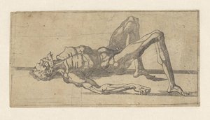 Uomo nudo, sdraiato sulla schiena da Juste de Juste (attributed to)