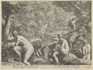 Donne e uomini che fanno il bagno