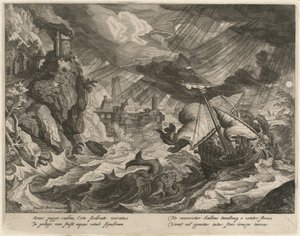 Giona gettato nel mare in tempesta