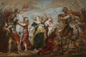 La riconciliazione dei Romani e dei Sabini, c. 1655-1656