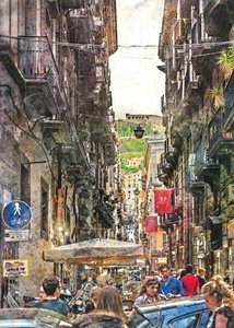Una vivace strada del centro storico