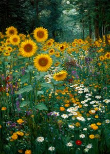 Il margine della foresta dei girasoli dorati da Justyna Jaszke