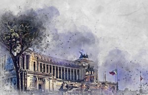 Acquerello raffigurante un monumento di Roma da Justyna Jaszke