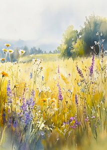 Prato soleggiato di fiori selvatici da Justyna Jaszke