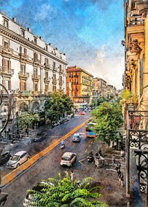 Una vivace veduta delle strade europee