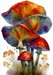 Funghi della foresta dai colori vivaci da Justyna Jaszke