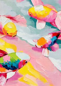Laghetto con carpe koi dai colori vivaci