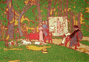 Dipinto di Lazarine e Anella nel parco. Fa caldo, 1910