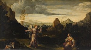 Paesaggio italiano, in primo piano Agar, Ismaele e un angelo da KMS 560 Ubekendt