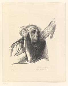 Käthe Kollwitz come donna anziana con mano sulla spalla