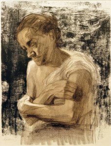 Mezza figura di una donna con le braccia incrociate da Käthe Kollwitz
