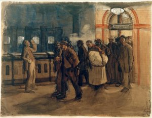 K. Kollwitz, lavoratori di ritorno alla stazione di Lehrter da Käthe Kollwitz