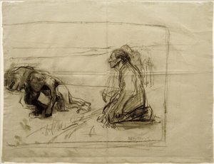 K.Kollwitz, Studio per aratore (Aratore con donna inginocchiata) da Käthe Kollwitz