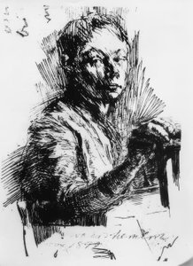 Käthe Kollwitz, autoritratto, disegnando