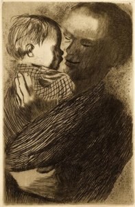 Madre con bambino in braccio da Käthe Kollwitz