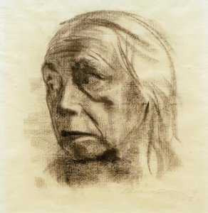 Autoritratto in tre quarti di profilo a sinistra da Käthe Kollwitz