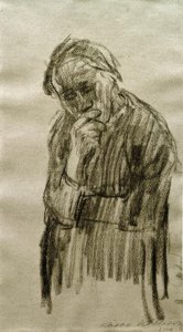 Donna in piedi, con la testa appoggiata sulla mano destra da Käthe Kollwitz
