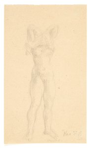 Ragazza in piedi che solleva la camicia sopra la testa da Kai Nielsen