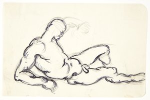Studio di uomo nudo sdraiato. Studio per la figura di Adamo nel gruppo "Eva risvegliata" da Kai Nielsen