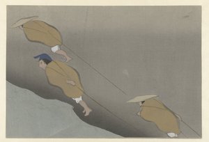 Tirare una barca (Momoyogusa) da Kamisaka Sekka