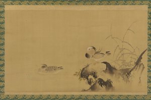 Anatre mandarino in un paesaggio, periodo Edo, metà XVII-inizio XVIII secolo da Kanô Yôboku Tsunenobu