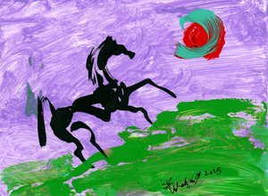 Astratto: Cavallo e cielo viola