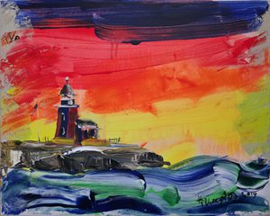 Faro al tramonto sulla costa da Kanat Ibragimov