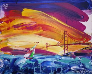 Barca a vela al tramonto sul Golden Gate