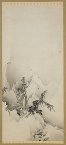 Paesaggio invernale: una gola, periodo Edo, 1883 da Kano Hogai