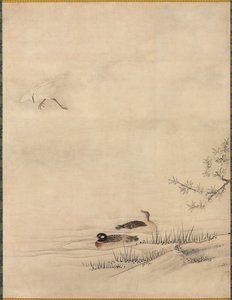 Fiori e uccelli in un paesaggio primaverile, 1500s da Kano Motonobu