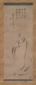 Bodhidharma attraversa il fiume Yangzi su una canna, fine XVI secolo