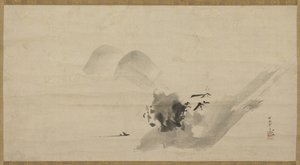 Paesaggio, Rotolo appeso, XVII secolo da Kano Tanyu