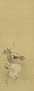 Airone e loto, periodo Edo, metà XVII-inizio XVIII secolo