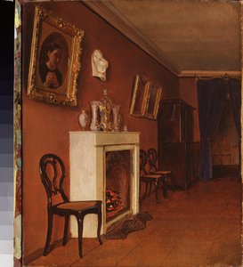Interno con camino da Kapiton Alekseevich Zelentsov